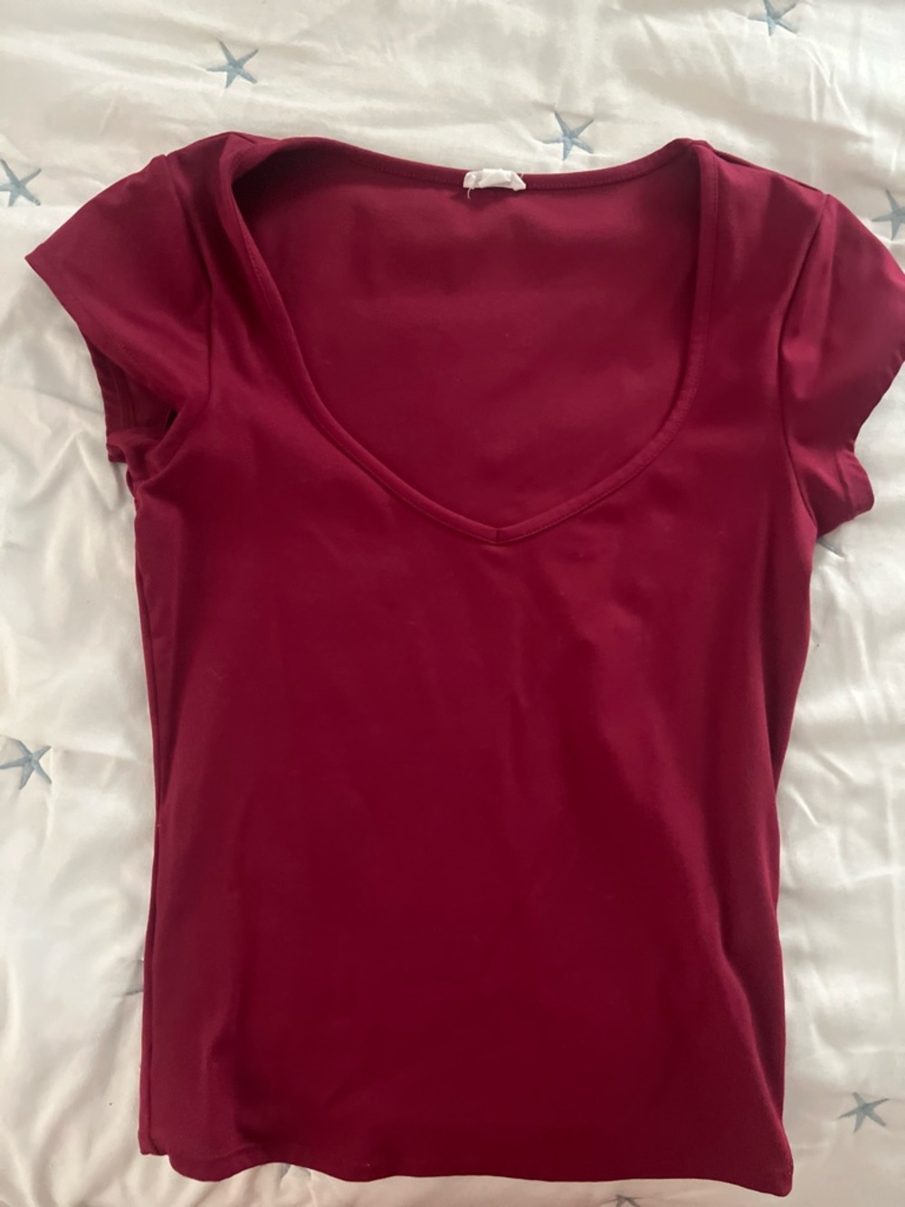 Garage Scoop Neck Short Sleeve Top - Wine